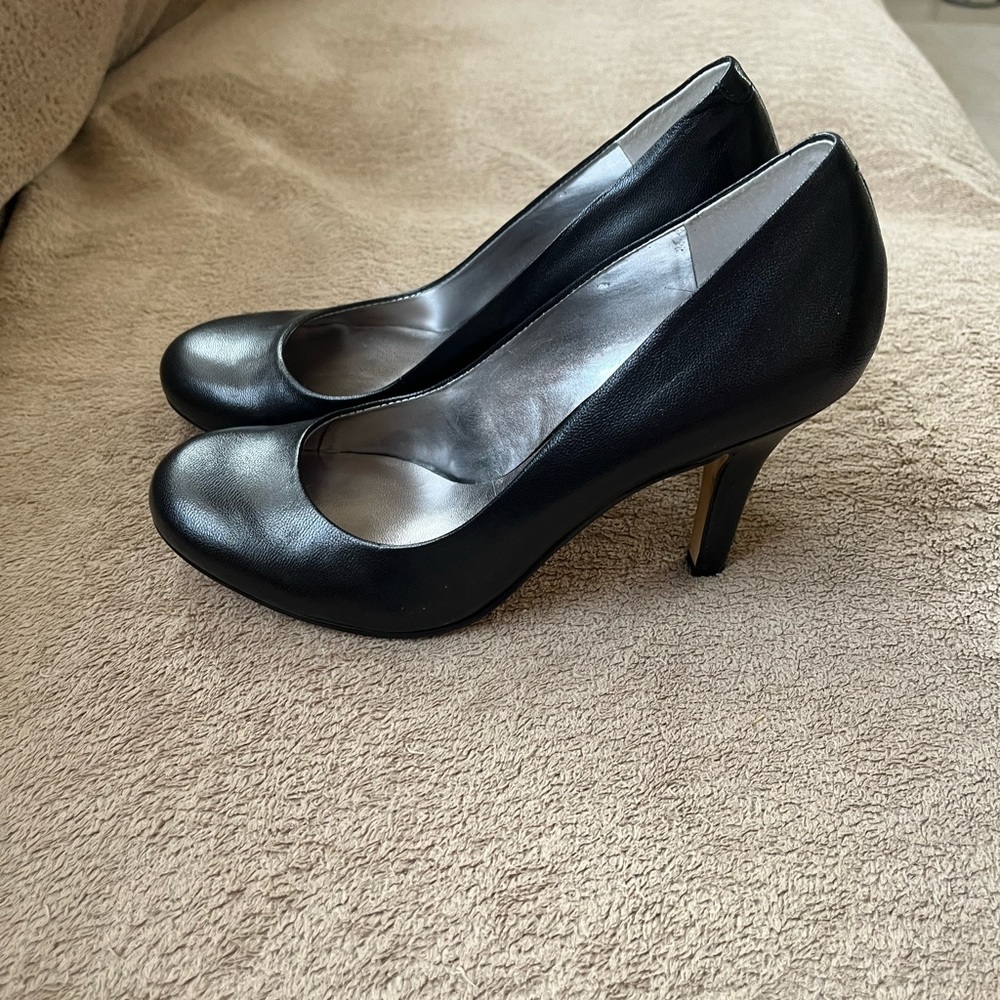 Black leather heels